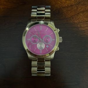 Michael Kors hot pink face watch. Used